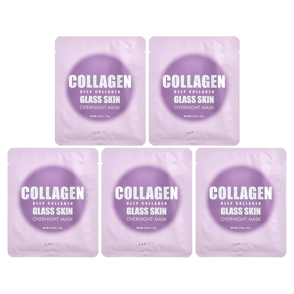 Lapcos, ночная маска для лица с коллагеном и коллагеном, 4 шт. по 35 г (1,23 унции)