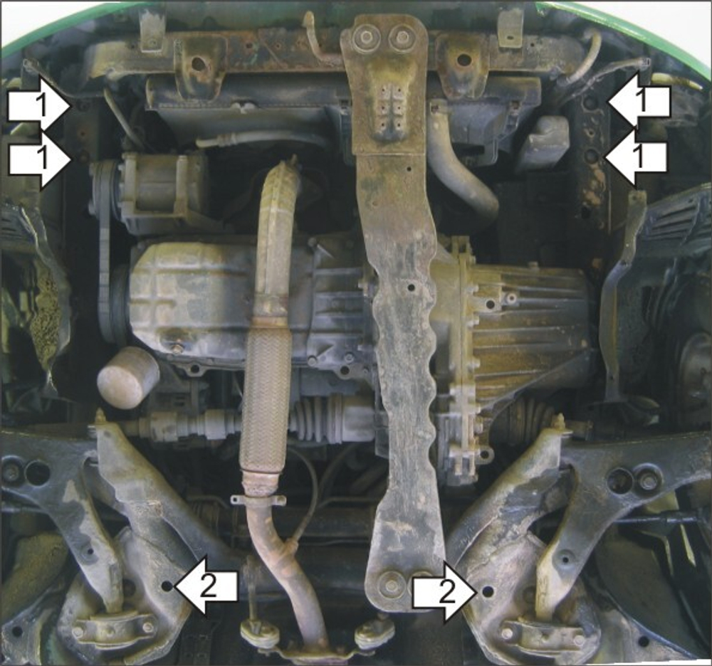 Усиленная защита Motodor картера двигателя, кпп. 2 мм, сталь. для Mitsubishi Mirage 1995-2003,Mitsubishi Colt 1995-2000 арт.01330