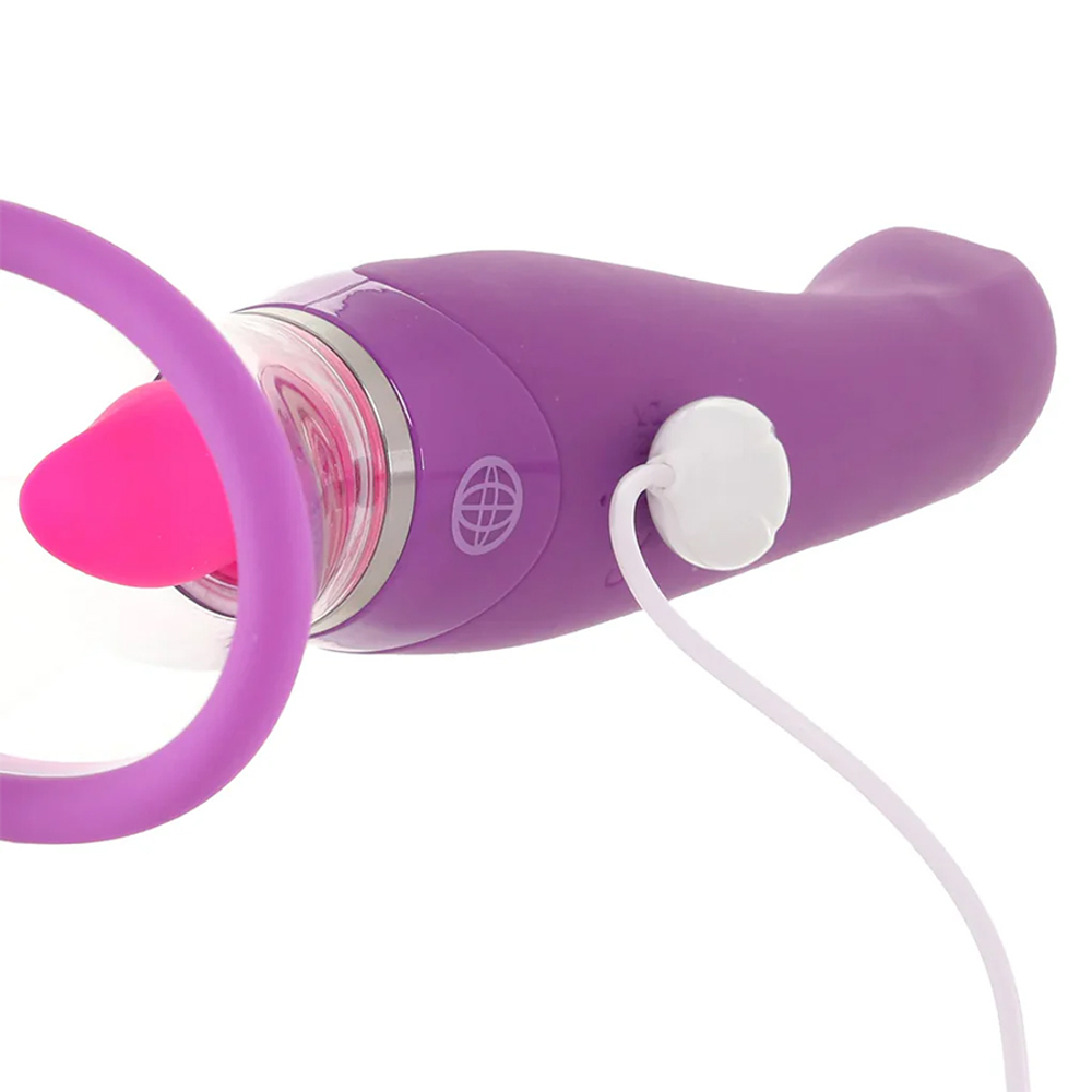 Двухсторонний вибростимулятор с помпой и язычком PipeDream Fantasy for Her Ultimate Pleasure Clitoral Pump Vibe Purple 494312