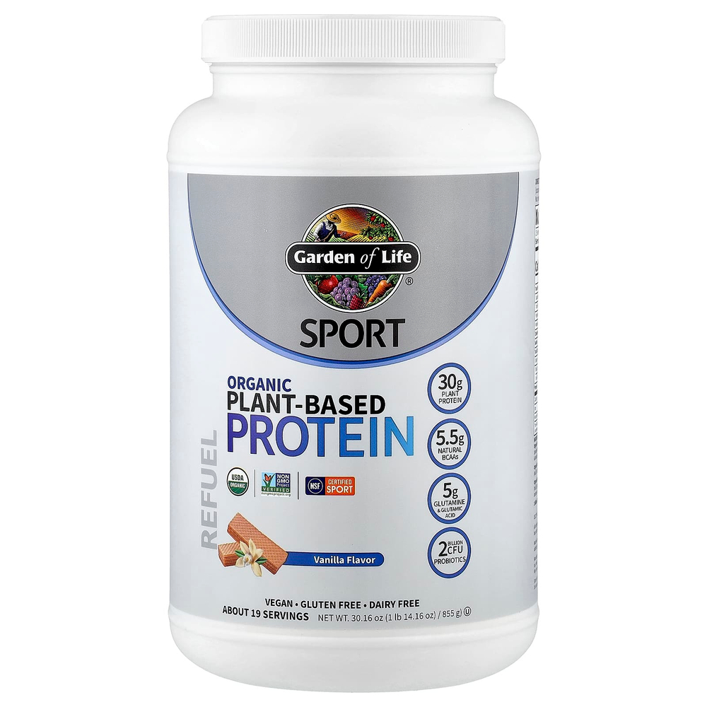 Garden of Life, Sport, органический растительный протеин, со вкусом ванили, 855 г (1 фунт, 14,16 унции)