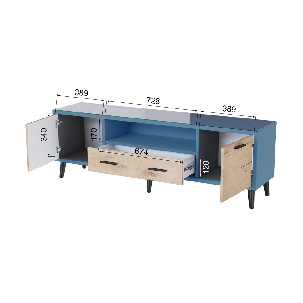 Тумба ТВ Ланс 1,6, Светло-голубой