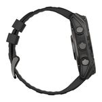 Спортивные часы Garmin fenix 8, 51 мм, AMOLED, титан с DLC, сапфир, силиконовый ремешок цвета чёрный/«серая галька» Тёмно-серый безель из титана с DLC-покрытием, AMOLED-дисплей. Ремешок с классической застёжкой — на запястье обхватом 127–210 мм