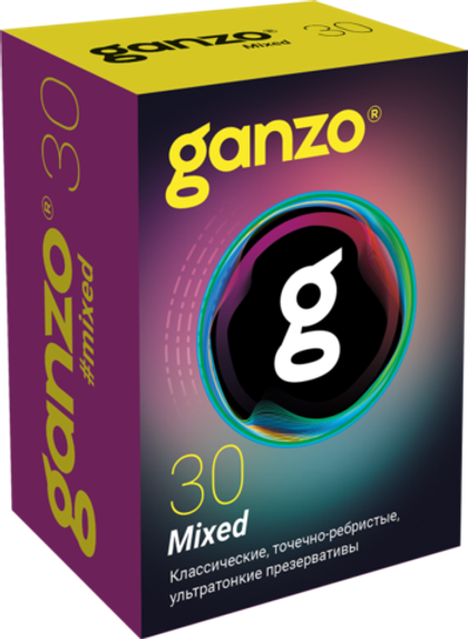 Презервативы Ganzo Mixed, микс-набор, латекс, 18 см, 30 шт