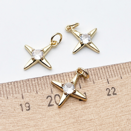 Подвеска Звезда, цвет золото, фианит, размер 16*14 мм, цена за 1 шт