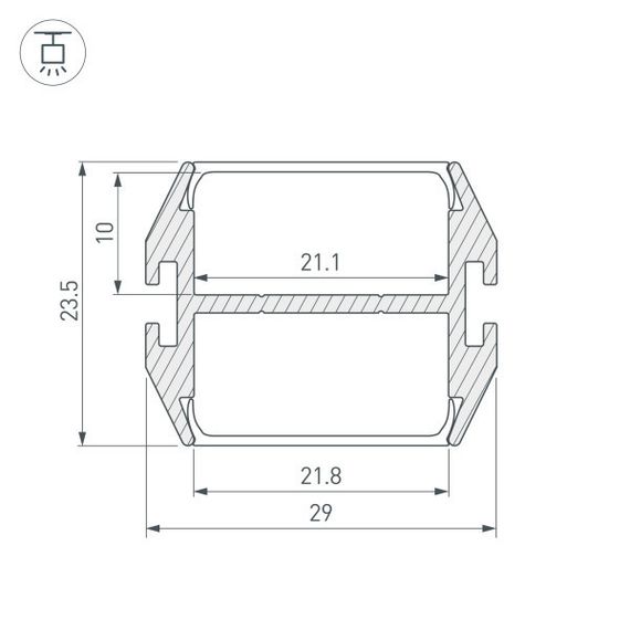 Профиль Arlight PLS-Lock-Dual-2000 Anod 032864