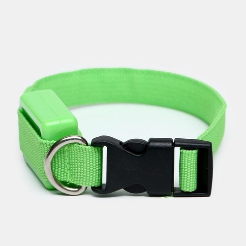 Ошейник светящийся узкий для небольших собак, 3 режима, 26см, Зеленый