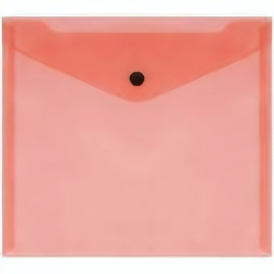 Папка-конверт А5+ на кнопке 150мкм, пластик, прозрач. красная (Стамм)