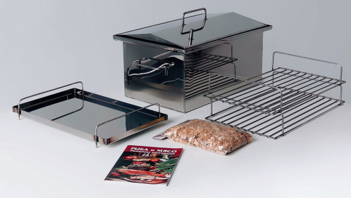 Коптильня "Тунгуска" нержавеющая сталь 1.5 мм. 400х250х250 с гидрозатвором, крышка домиком У/Д