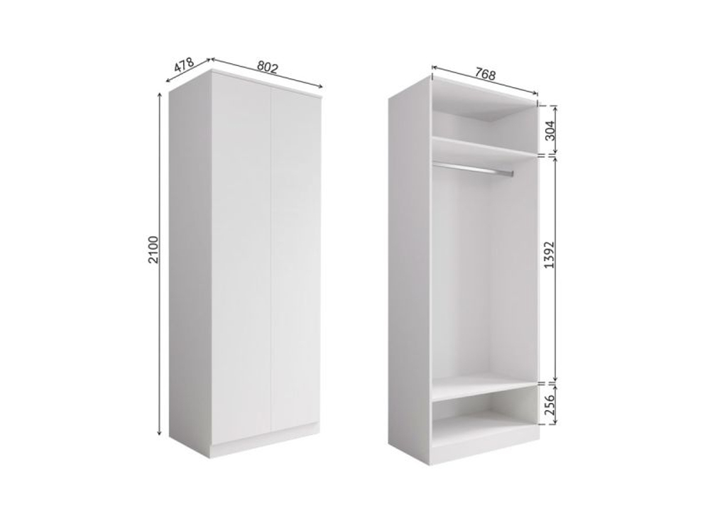 Мори Шкаф МШ 800.1(ш802*г478*в2100мм) Белый