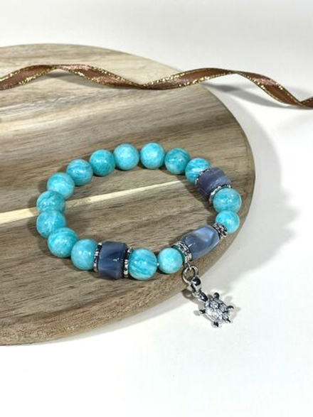 Браслет для Тельца, агат и амазонит