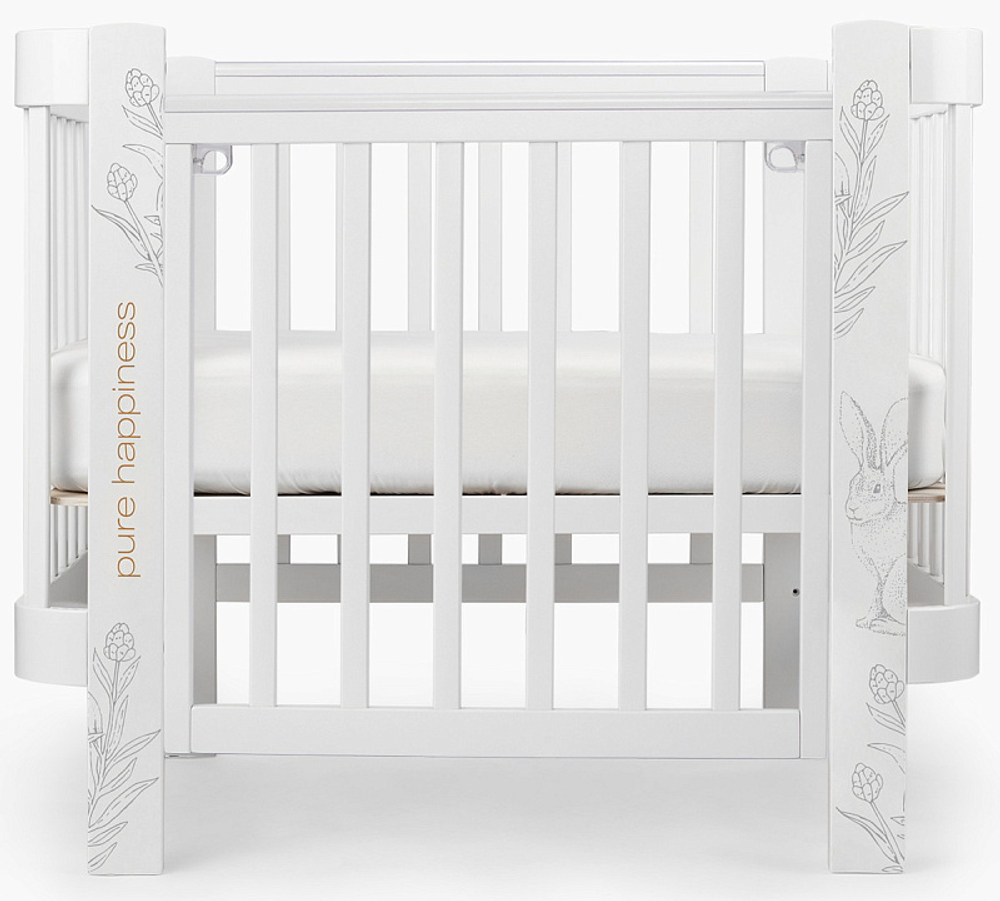 Детская кроватка-трансформер Happy baby Mommy Love в комплекте с расширением 160х70 white