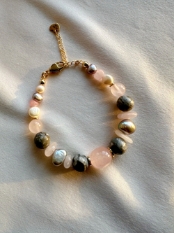 Браслет 3 стихии из стального жемчуга и камней