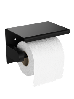 Держатель для туалетной бумаги STWORKI Хельсинки S33345BK настенный, матовый черный, с полкой