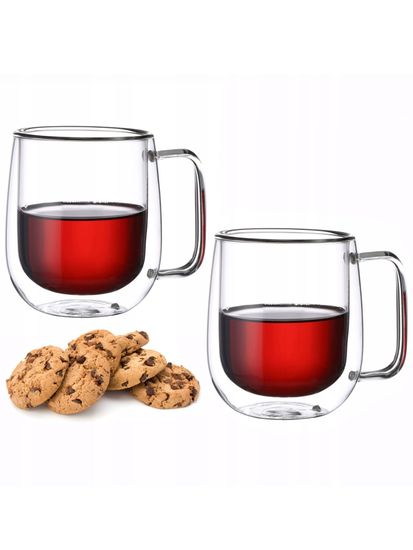 Набор стеклянных чашек 2 шт. 300 мл. Kamille KM 9007 с двойными стенками