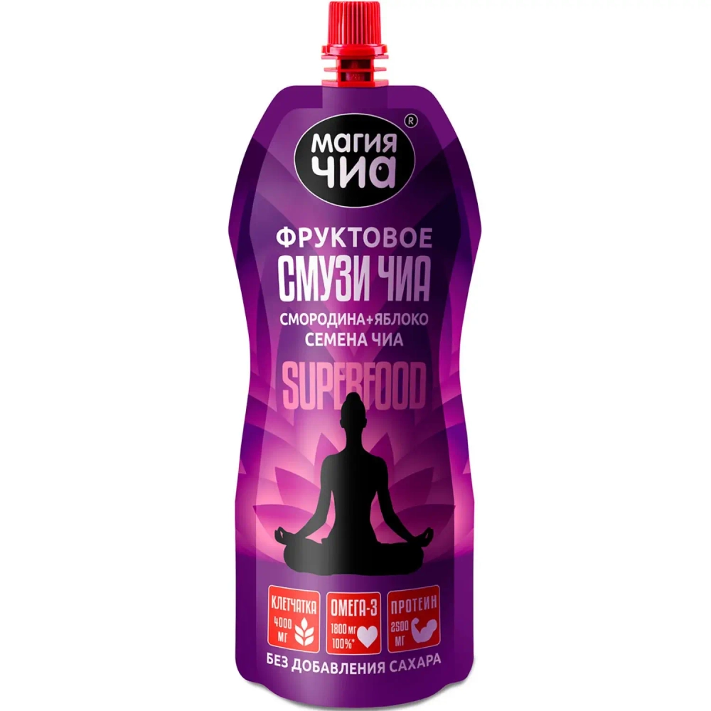 Фруктовое смузи Чиа Смородина+Яблоко МАГИЯ ЧИА, 250 г, упаковка спереди