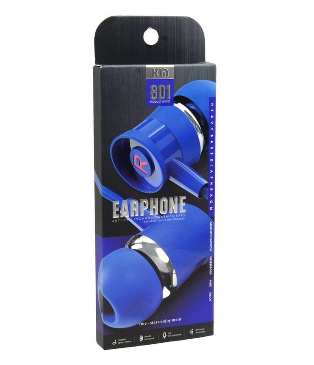 Наушники с микрофоном KIN KM-801 (синий)
