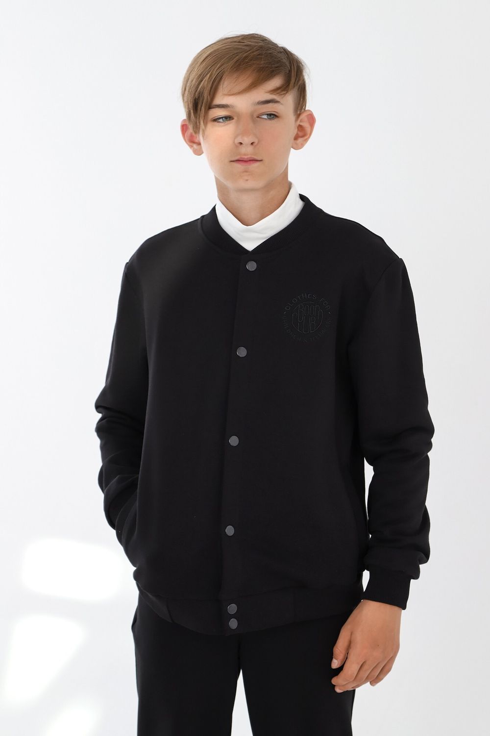 Джемпер для мальчика Бомбер-2 Виотекс ЧЁРНЫЙ