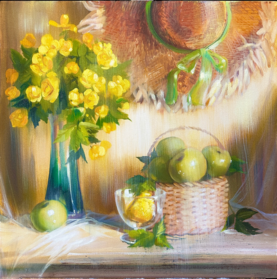 Летний натюрморт с яблоками