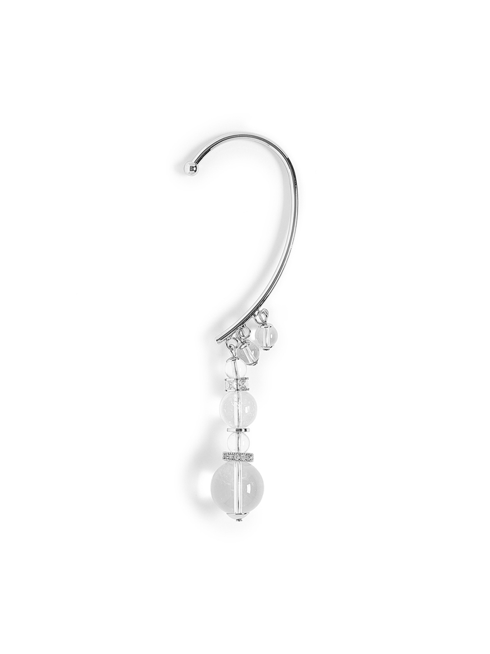 Кафф "Bubble mini easy" с горным хрусталем Silver