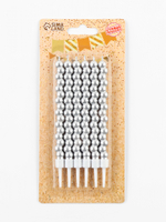 Свечи для торта "Жемчужины" серебро с держателями (6 шт/уп.)