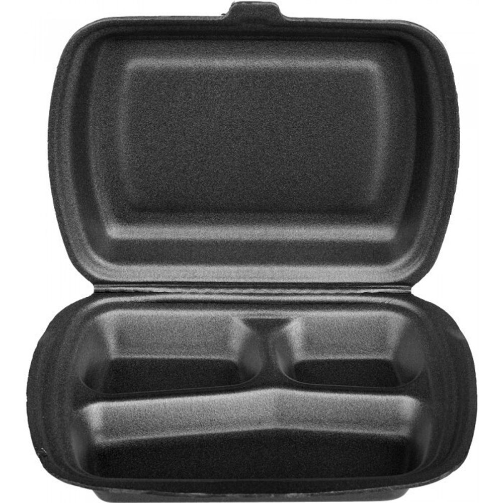 Ланч-бокс 3-х/секц. черный 100шт (Рестторг)