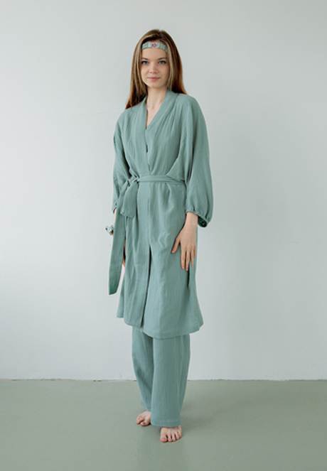 Халат Luxberry Муслин и комфорт пыльно-бирюзовый