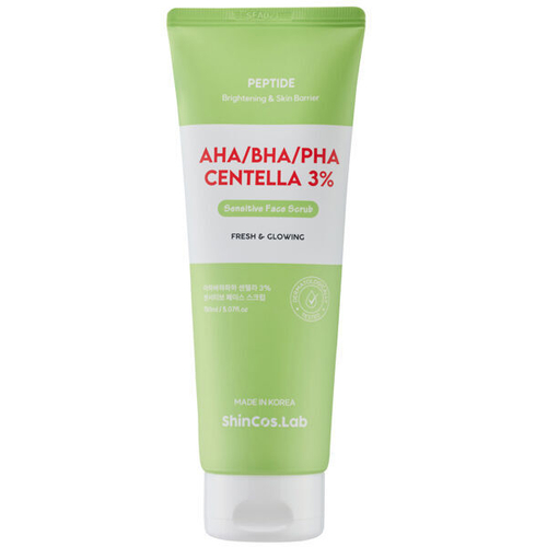 Нежный скраб для лица с 3 видами кислот и центеллой азиатской ShinCos.Lab AHA/BHA/PHA Centella 3% Sensitive Face Scrub, 150мл