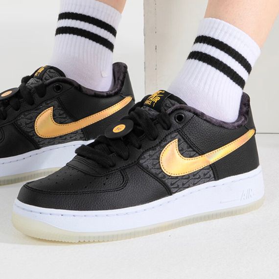 Nike Air FORCE 1 Детские Скейтбординги Низкие Кроссовки Черные Унисекс