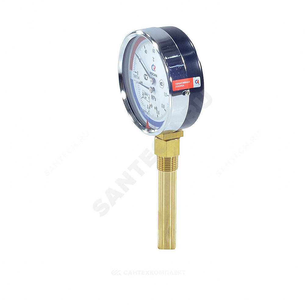 Термоманометр ТМТБ-41Р.3 радиальный Дк100 0-1,0 МПа L=100мм G1/2" 120С Росма 00000002373