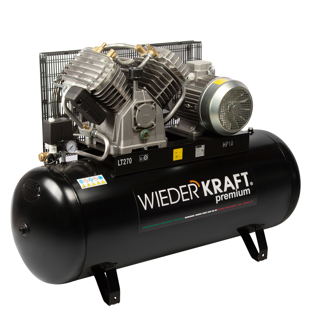 WDK-92712 Компрессор поршневой с ременным приводом:1300 л/мин, 7.5 КВт, 380 В, ресивер 270 л