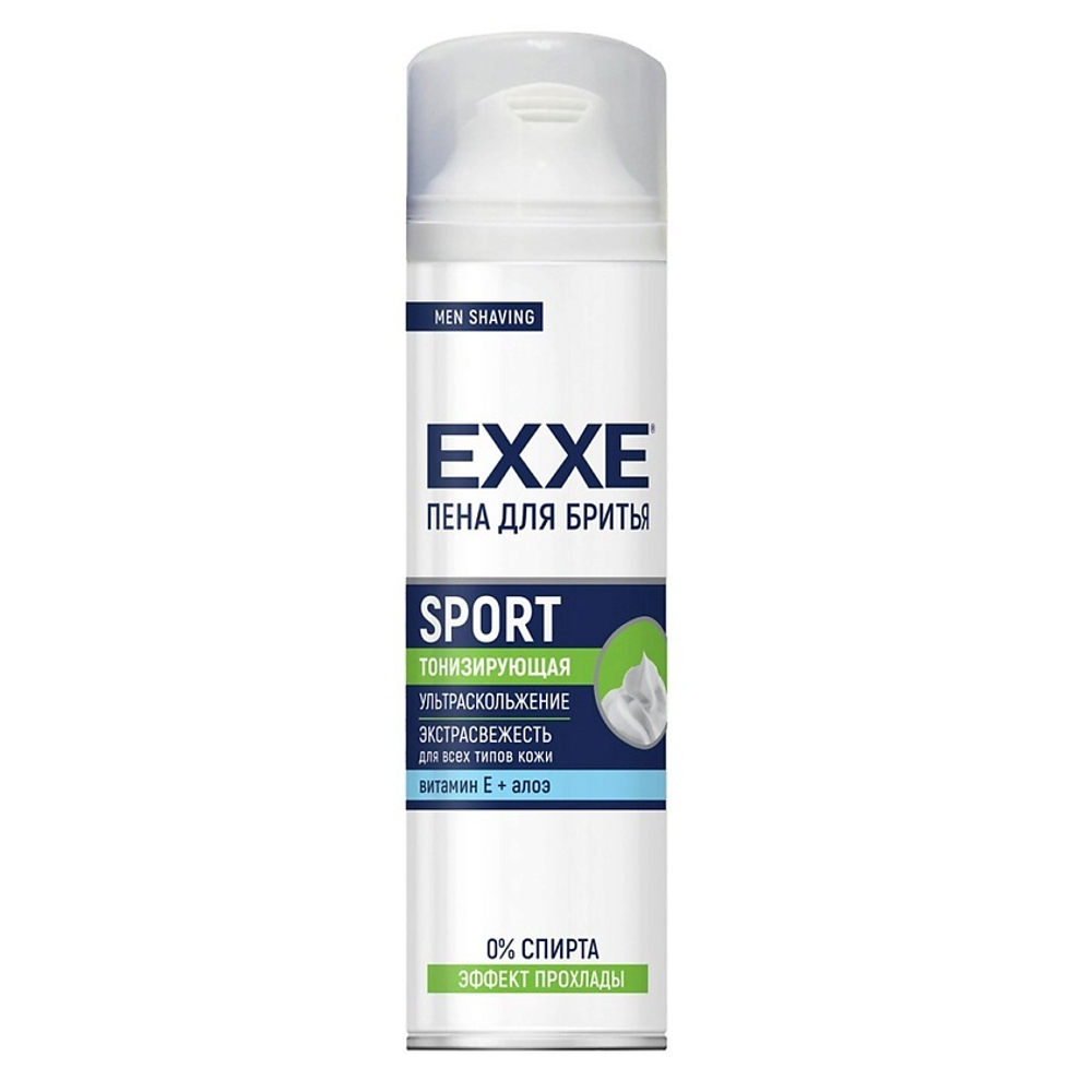 EXXE Men Пена для бритья Sport Energy Cool Effect, тонизирующая, с алоэ и витамином Е, 200 мл