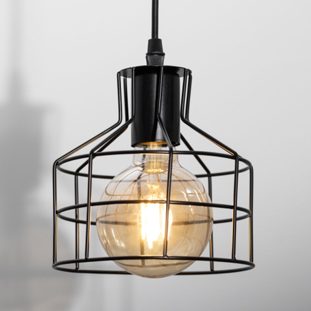 Светильник подвесной ЭРА PL9 BK под лампу E27 высота плафона 230мм подвеса 800мм черный