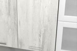 Кухонный гарнитур Алина оптима 1500*1800 мм, каркас ЛДСП, фасад ЛДСП; Стекло, Белый/Пайн белый