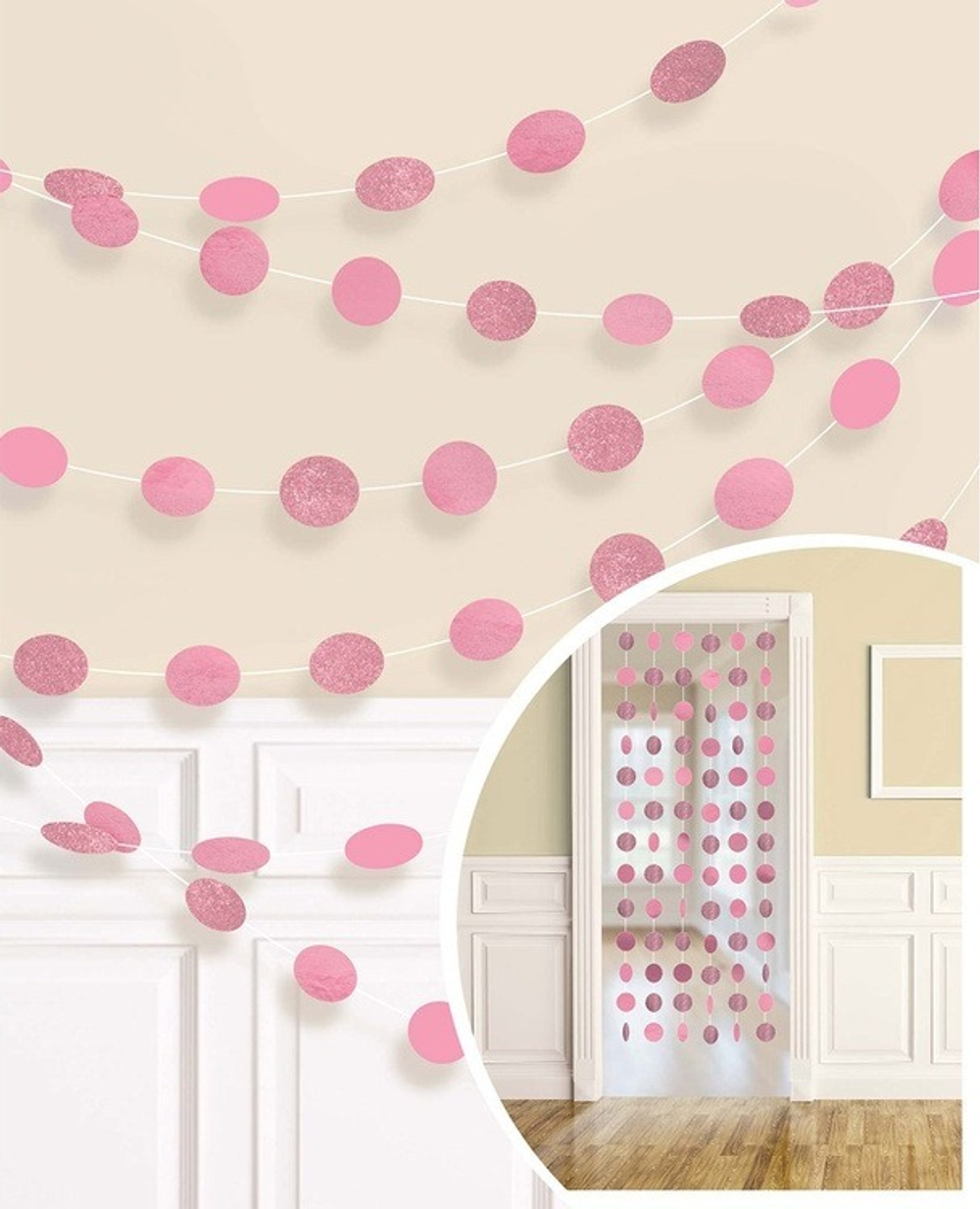 Гирлянда Круги Pink блеск 2,1м 6шт