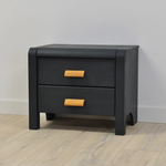 Тумба прикроватная Мадейра 2 ящика из массива сосны, серая, на ножках