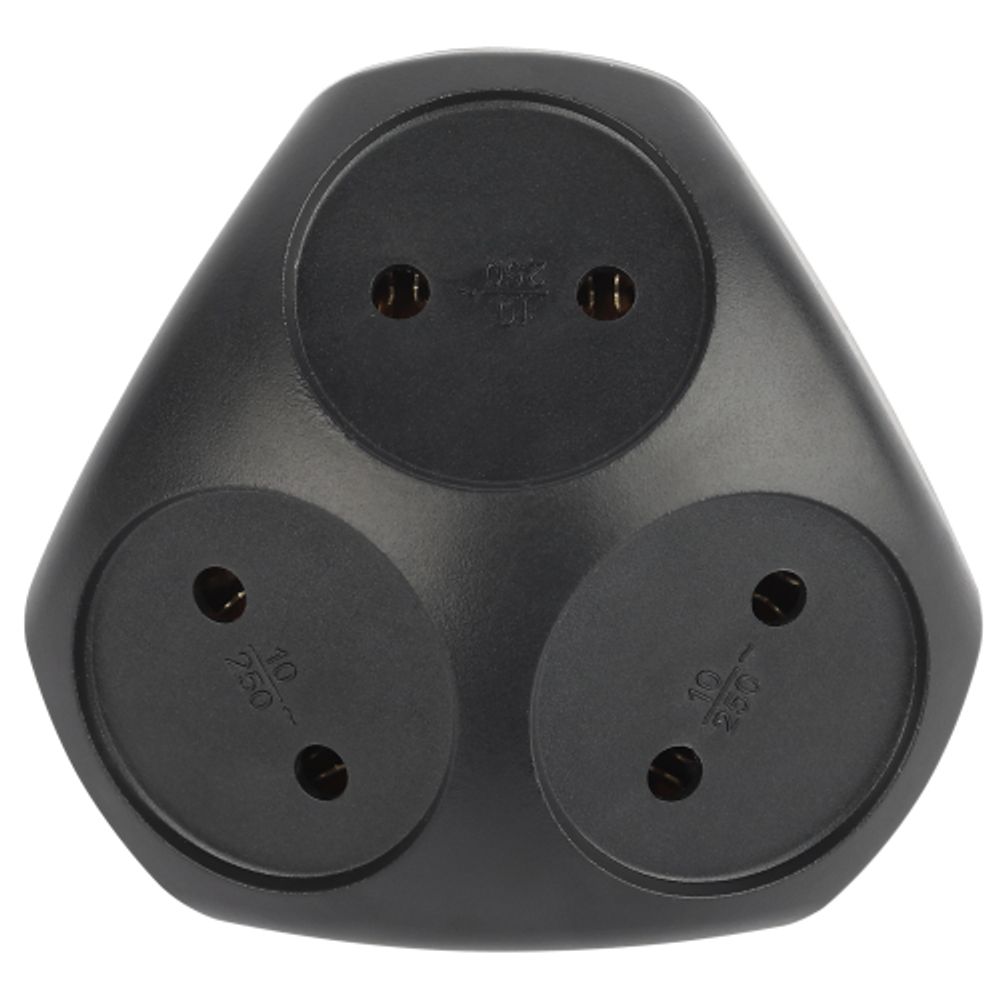 Разветвитель электрический ЭРА SPx-3-B на 3 розетки без заземления 10А черный