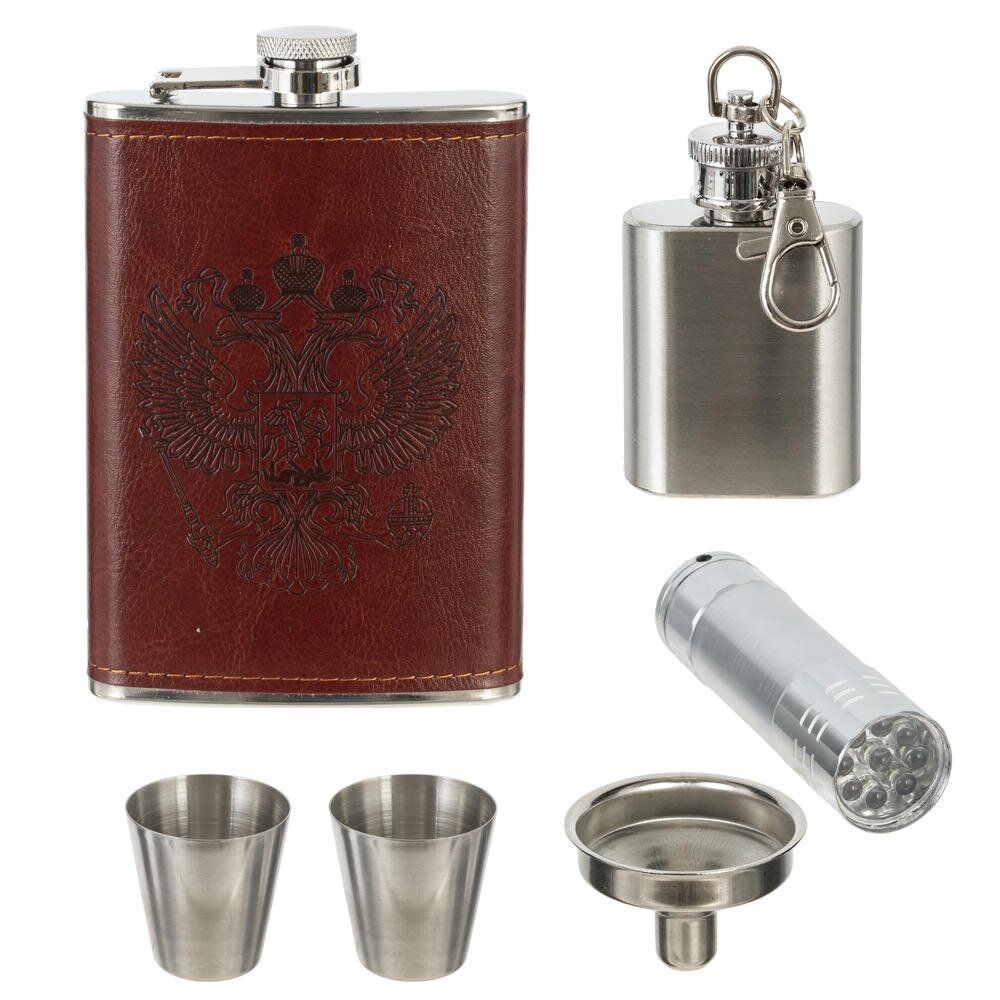 GAEM Набор для пикника 6 предм. (фляжка 220 мл, фляжка, 2 стопки 30 мл, воронка, фонарь) , L11 W7 H18,5 с