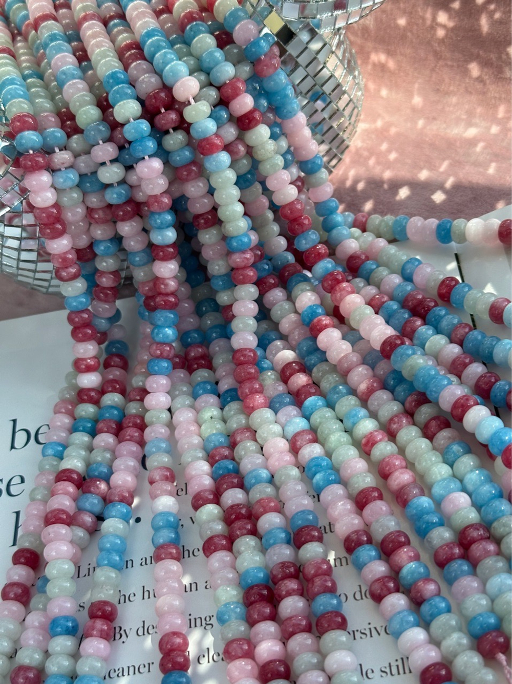 Нить бусин из кварца 8мм, рондель