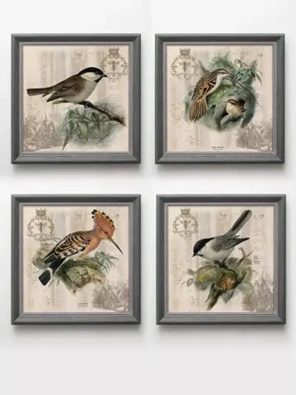 Картины на стену интерьерная на холсте 4 шт, 23*23 см