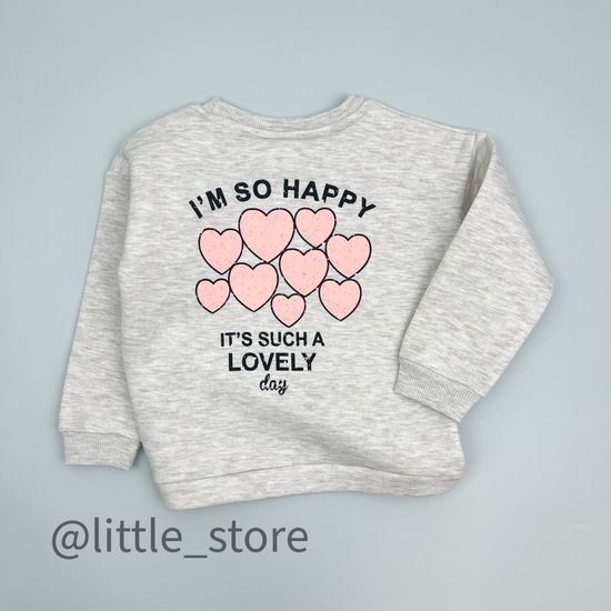 Свитшот из футера(с начесом) "Сердечки", Бежевый меланж