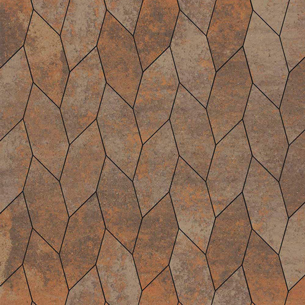 Тротуарная плитка СКОШЕННЫЙ ШЕСТИУГОЛЬНИК - Листопад гладкий Клен