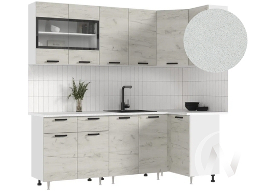 Кухня Рио NEW ЛДСП 2;2х1;0м (белый/дуб крафт белый/антарес)