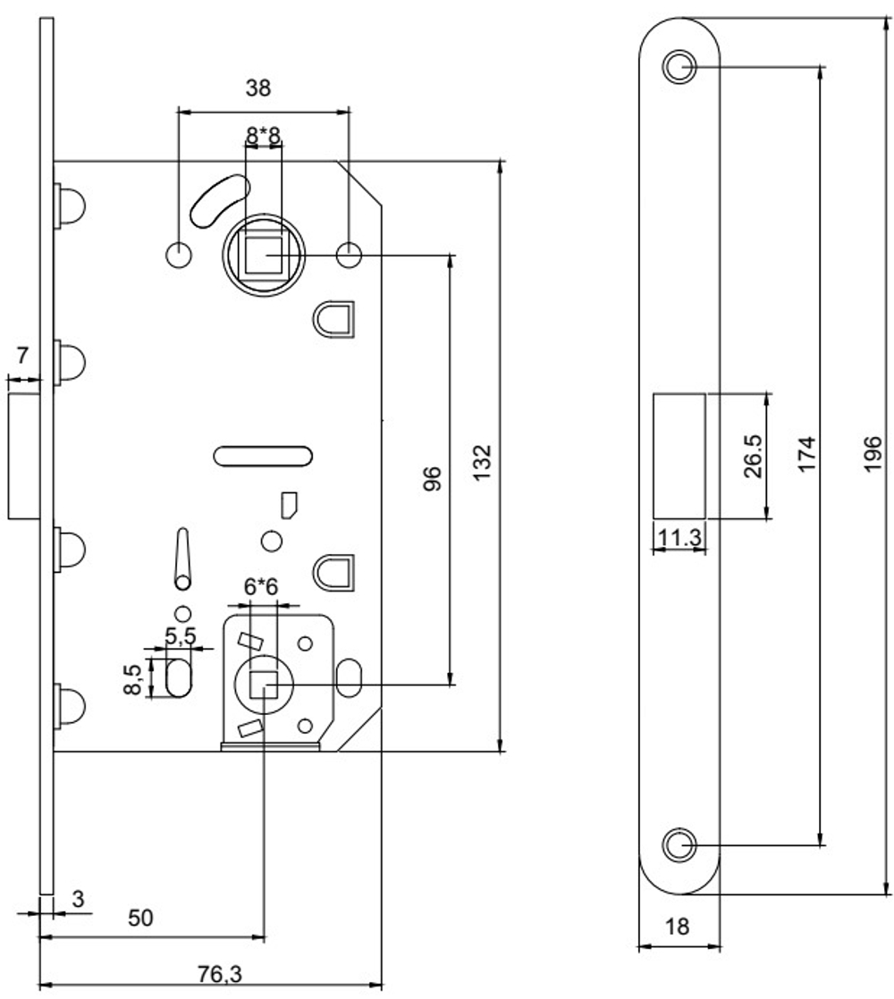 Замок с магнитной защелкой CODE DECO 5300-MC-WC-GMS ЦЕНТР МАГН под завертку сатинированное золото