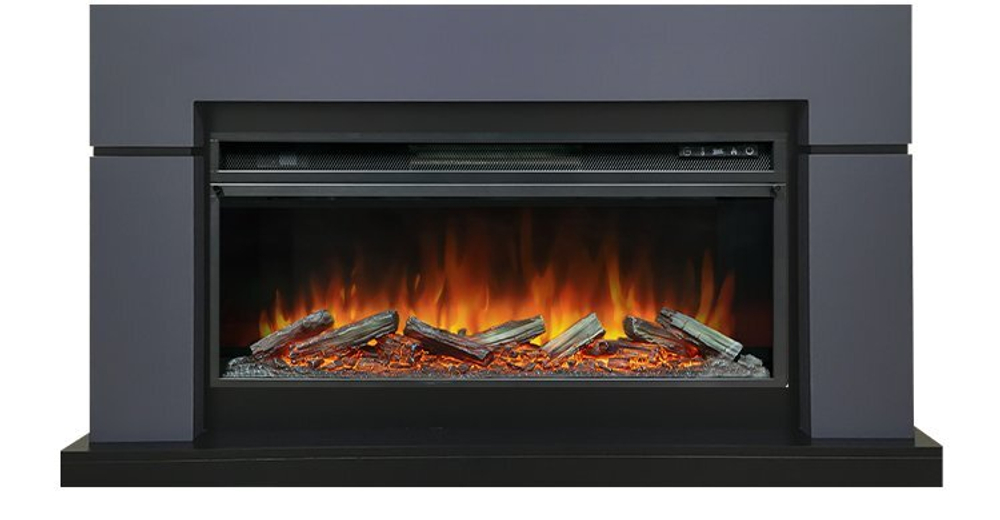 Каминокомплект Lindos V42 SFT (Разборный) -  Серый графит (Ширина 1470мм) с очагом Vision 42 LOG LED