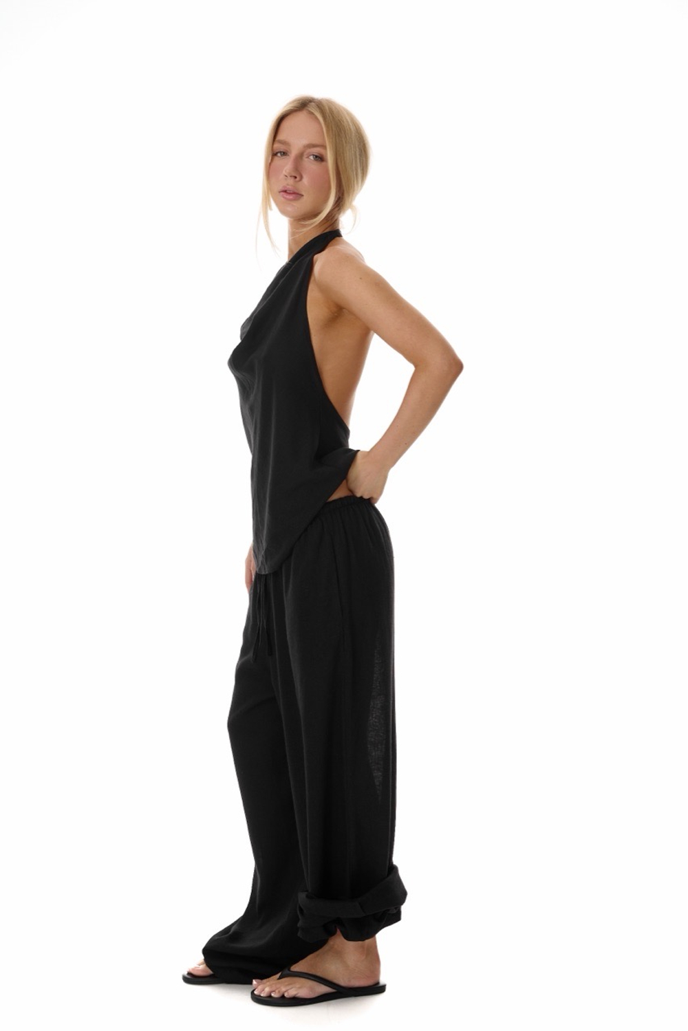 LINEN BLACK PANTS ESME