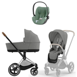 Коляска Cybex Priam IV Chrome Brown complete Cloud T Leaf Green Plus Base T 4 в 1 Mirage Grey