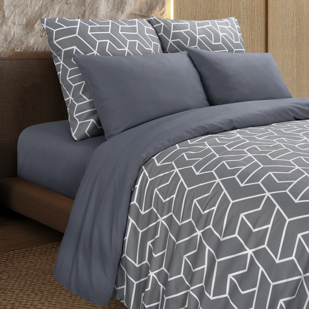 Комплект постельного белья Harmonica 1.5 сп САТИН "Квадро" (нав. 70х70 или 50х70)