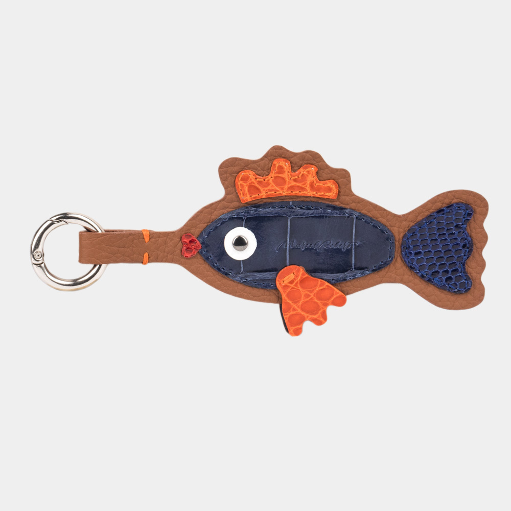 Брелок Poisson из кожи теленка цвета карамель