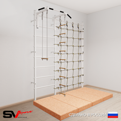 Шведская стенка Sv Sport усиленная 61840 (Турник стандарт/Лестница/Трапеция/Мат 2м/Канатный лаз)