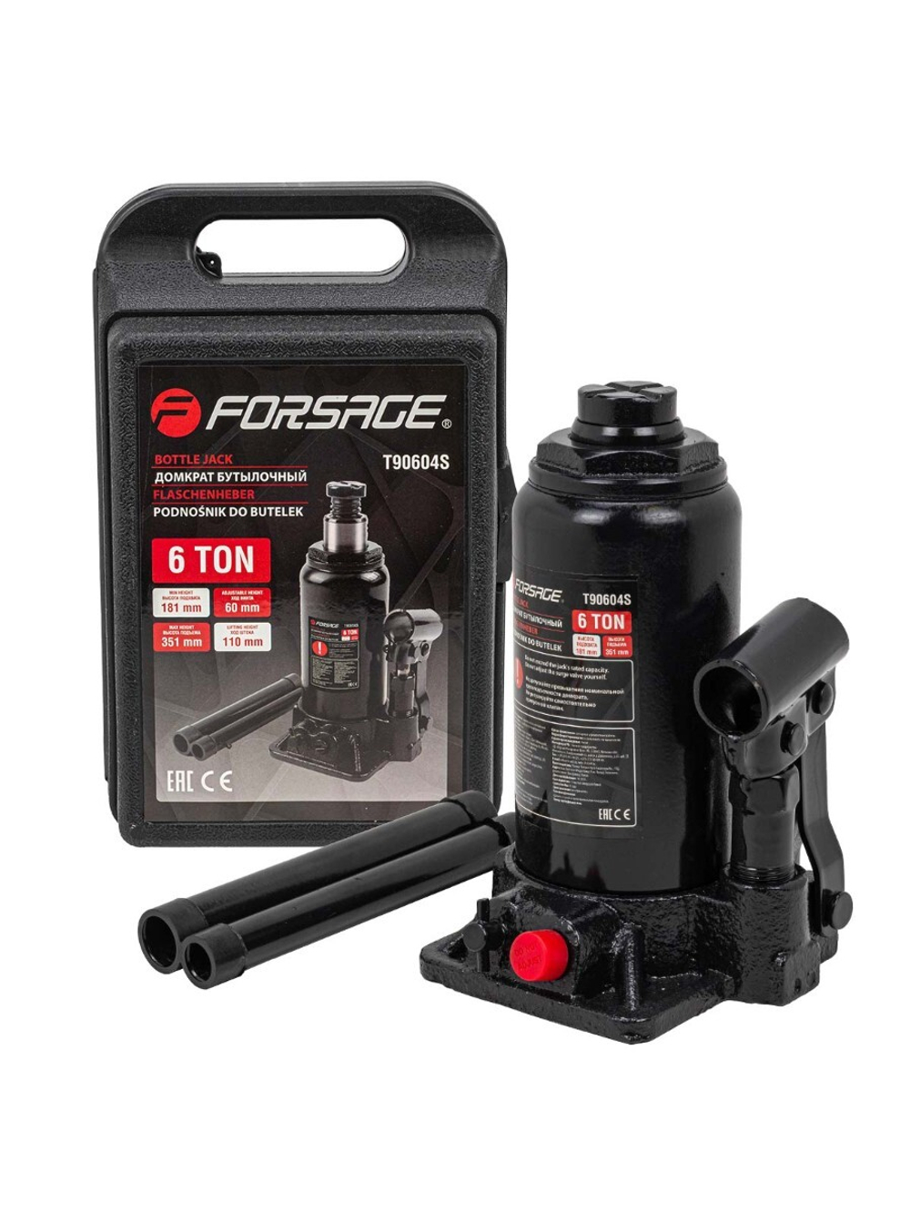 Домкрат бутылочный 6т в кейсе Forsage F-T90604-S